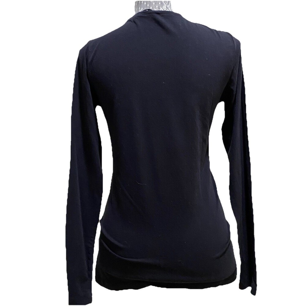 ISDA & CO Peace Sign Graphic Long Sleeve Black Metallic Foil Stretch Top XS - Picture 13 of 15